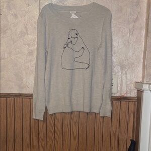 Oatmeal grayish j crew bear sweater (s)(nwt)